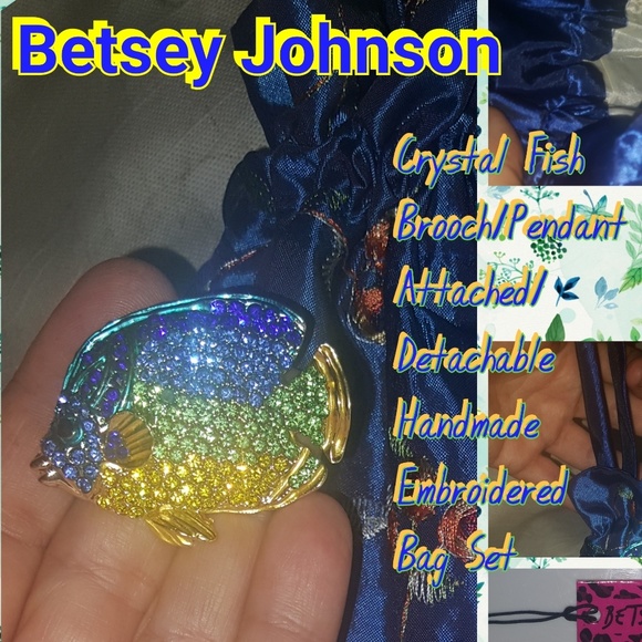 Sale💖NWT Betsey Johnson Crystal Blue Set+Handmade Bag - Picture 8 of 8